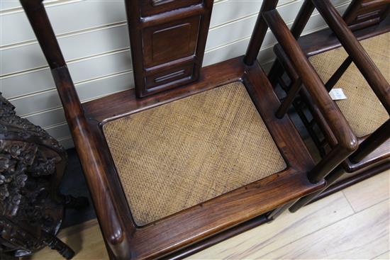 A pair of Chinese hongmu round corner armchairs, 19th century, W.55.5cm H.91cm